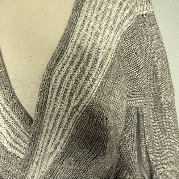 Soft Surroundings Wrap Around‎ Linen Sweater Gray White Womens - Picture 4 of 8